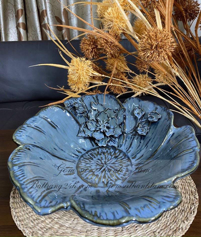 Xưởng sản xuất chậu thả hoa sen bắng gốm sứ Bát Tràng chính hãng, màu men xanh kiểu dáng độc đáo đẹp mắt, sang trọng, giá thành tốt nhất